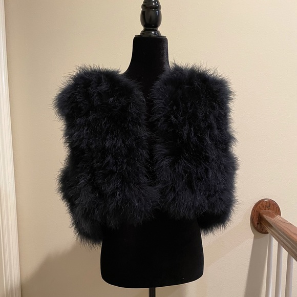 Midnight Blue Fur Cropped Vest Sz md-lg - Picture 2 of 2